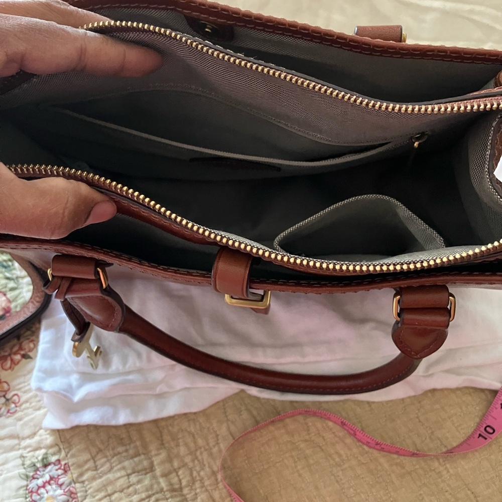 Fossil Rich Brown Leather Satchel - Picture 6 of 7
